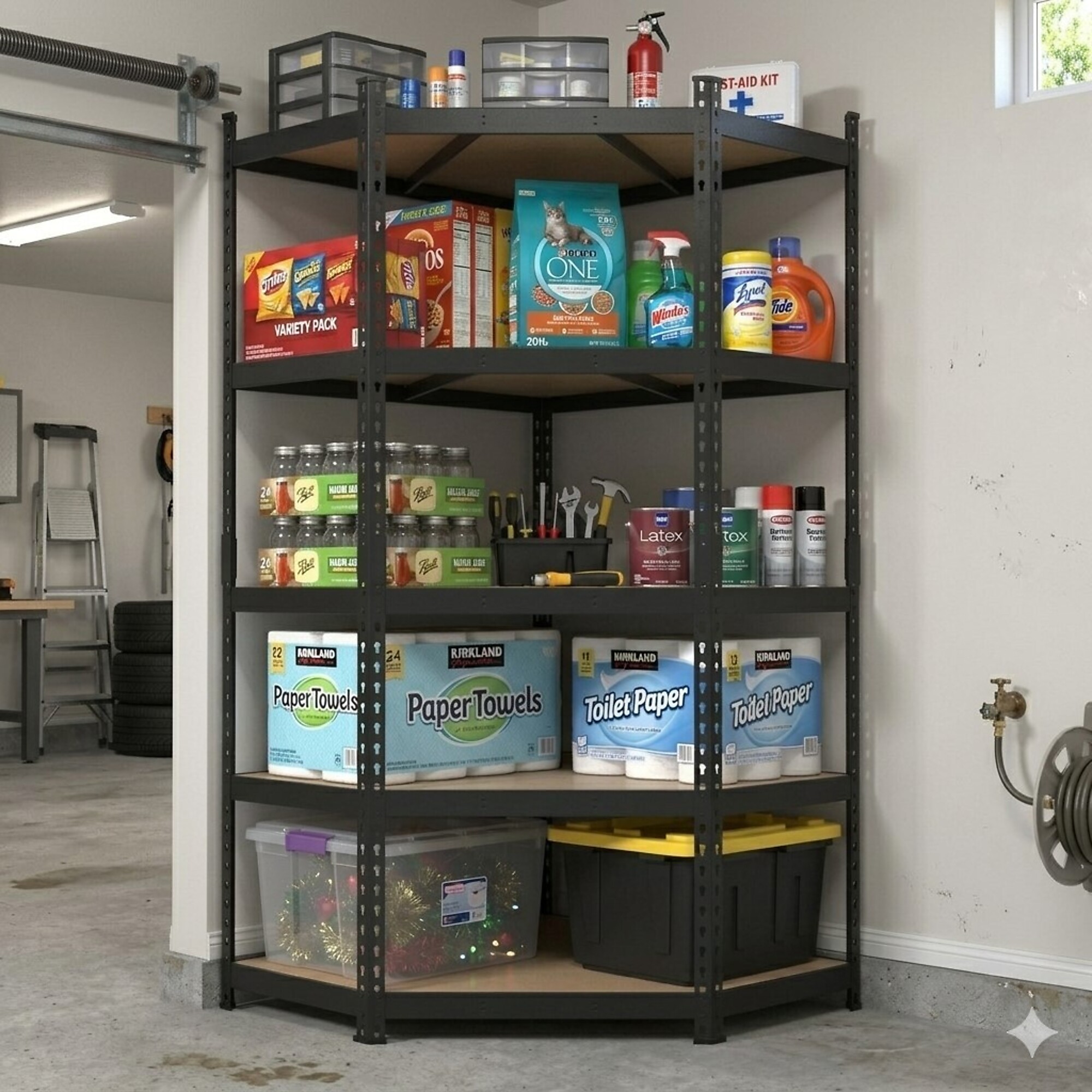Black Label Corner Shelf 36 in. x 36 in. x 72 in. 5-Tier 2500 lb. Steel Shelving Unit
